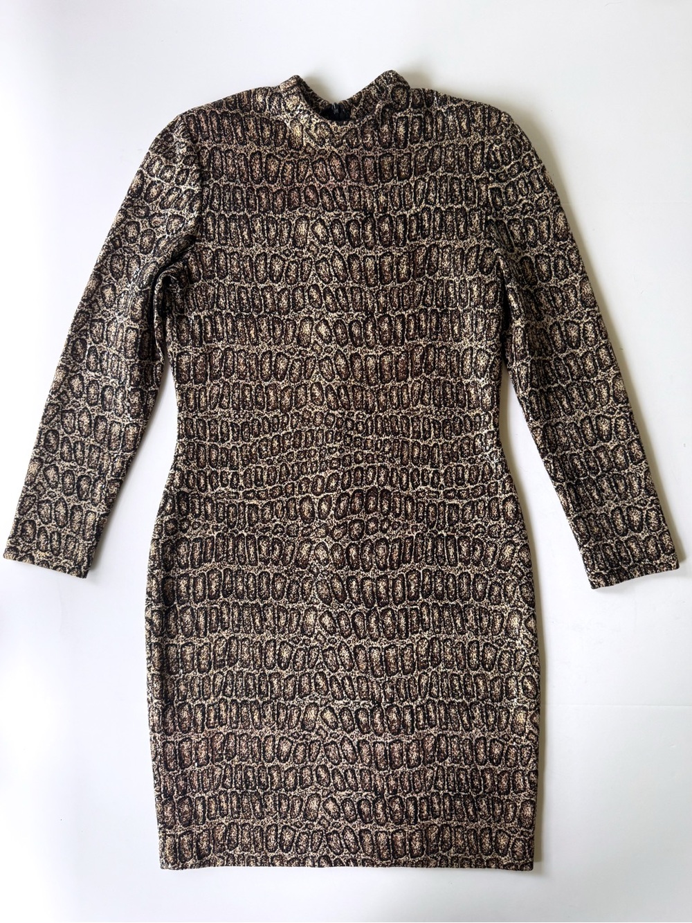St. John Evening Vintage 90s Leopard Gold Metallic Paillette Knit Midi Dress 4